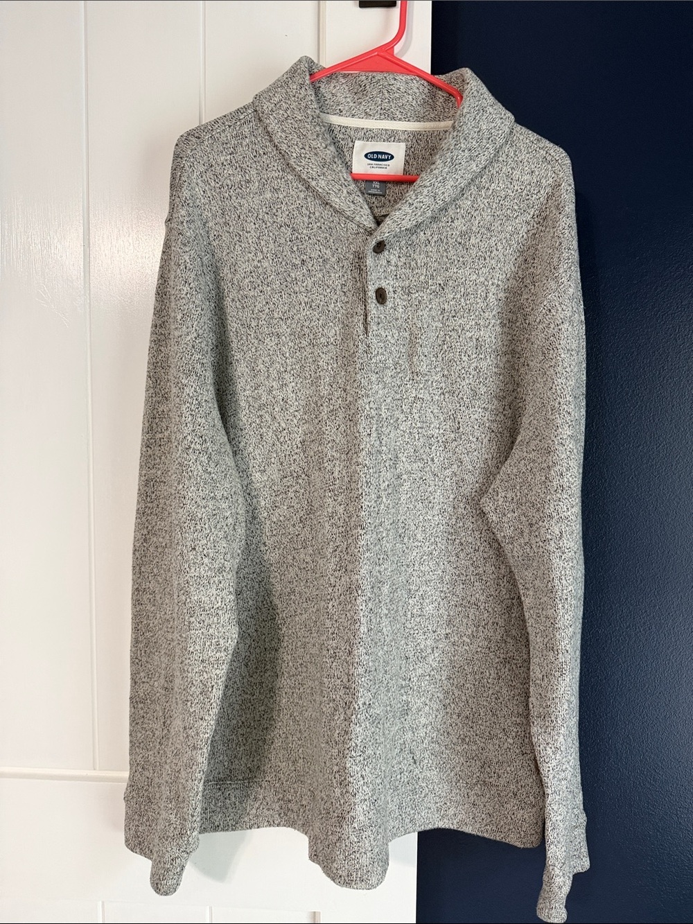 Old Navy Men's Heather Gray Shawl-Collar Crewneck Sweater